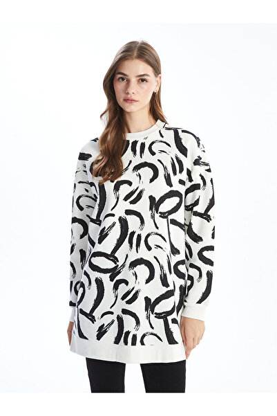 LC Waikiki Μοντέρνο Εκρου Μπλουζάκι με Κύκλο και Σχέδιο για Γυναίκες