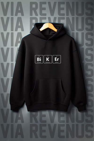 Vordevia Hanorac cu glugă, cu 3 fire, imprimat cu chimie pentru motociclist