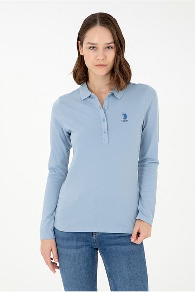 U.S. Polo Assn. Дамски светлосин суитшърт с поло яка 50271573-VR003
