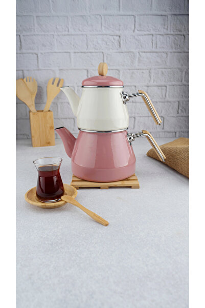 Bambum Lumino Bamboo Handled Enamel Teapot Set