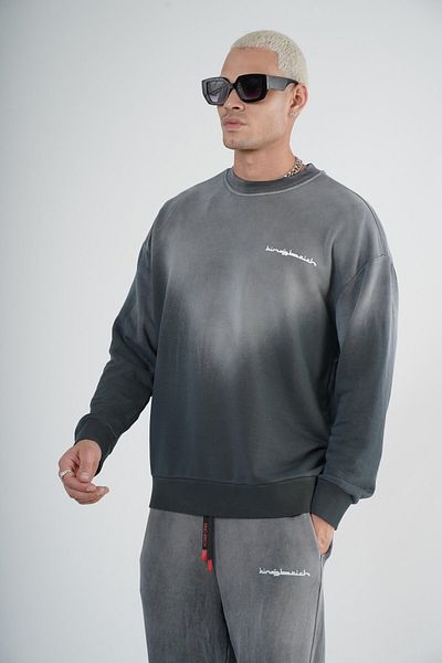 king brich Crew Neck Washed Oversize Fit Bottom Top Set