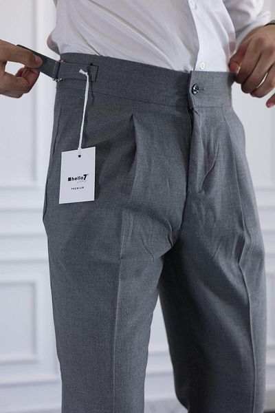 moda biz Ανδρικό υφασμάτινο παντελόνι με καπνιστή πόρπη με λεπτομέρεια ιταλικής κοπής