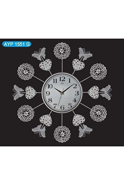 Galaxy Ayp-1551-g Kelebek Desenli Ferforje Duvar Saati Gri