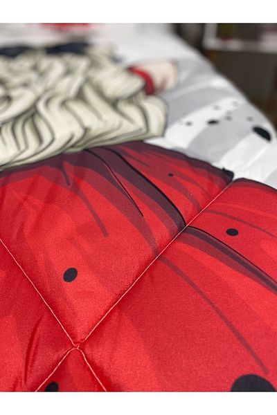 yok yok evim eve dair her şey Girl in Red Dress Digital Printed Single Quilt Set