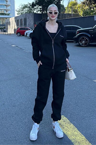 Madmext Siyah Kapüşonlu Fermuarlı Eşofman Takımı MG2227