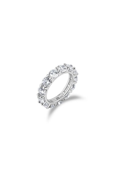 Spossy Silver Jewelry 925 Ayar Gümüş, Silver, 4,5 mm +A Kalite Yuvarlak Zirko...