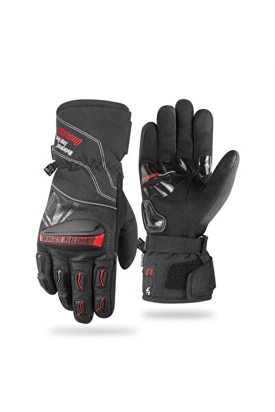 Tex قفازات ONES AGAIN MG01 طويلة للشتاء باللون الأحمر/الأسود