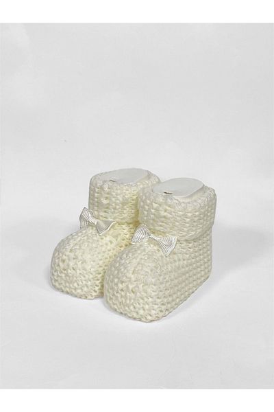 Mnk Baby&Kids Ekru Knitwear Baby Booties - Model Mnk0598