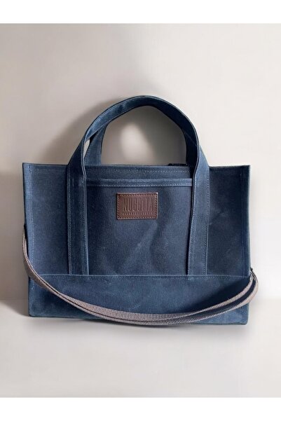 Nuggita Totebag Indigo Mavi Mumlu Kanvas Çanta - Orijinal Boy