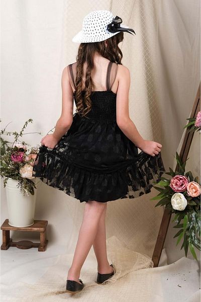 Mnk Baby&Kids Rochie neagră pentru fetiță - șapcă și guipă MNK0609