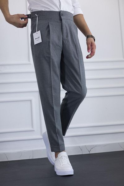 moda biz Ανδρικό υφασμάτινο παντελόνι με καπνιστή πόρπη με λεπτομέρεια ιταλικής κοπής