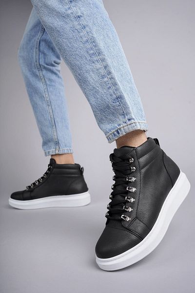 BZ Moda B206 Ottawa - Ανδρικά αθλητικά μποτάκια casual, μαύρα, με κορδόνια