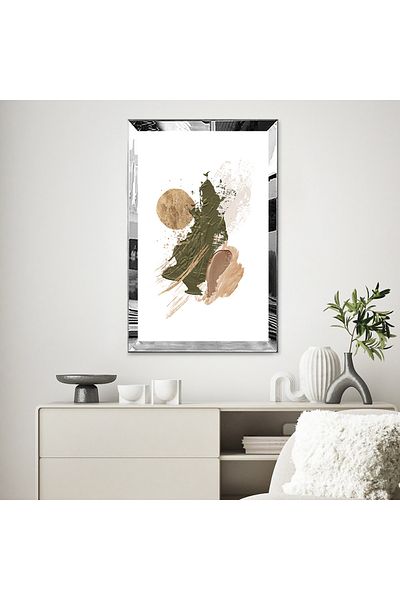 Zevahir Mobilya Dekorasyon Pictură MDF unică cu design minim în stil vopsea în ulei cu cadru din plexiglas cu oglindă argintie