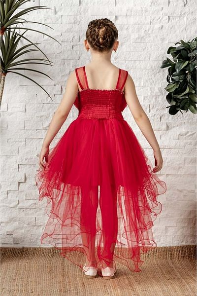 Mnk Baby&Kids Long Tail Tutu Strappy Girl's Filira Dress MNK0584 RED