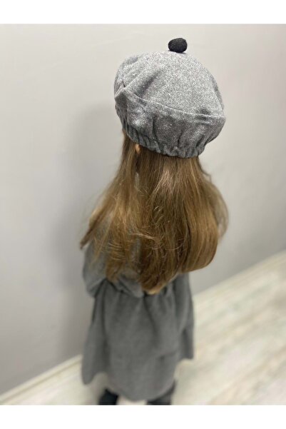 Mnk Baby&Kids Kaşe Kumaş Şapkalı Kız Çocuk Elbise MNK0559 GRİ