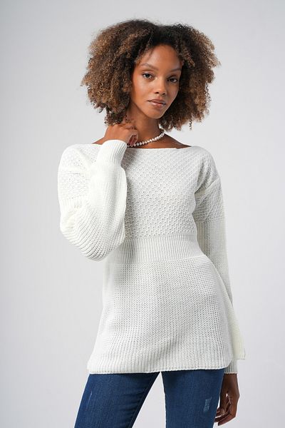 Hopoi Women's Boat Neck Elastic Waist Sweater Hop85005