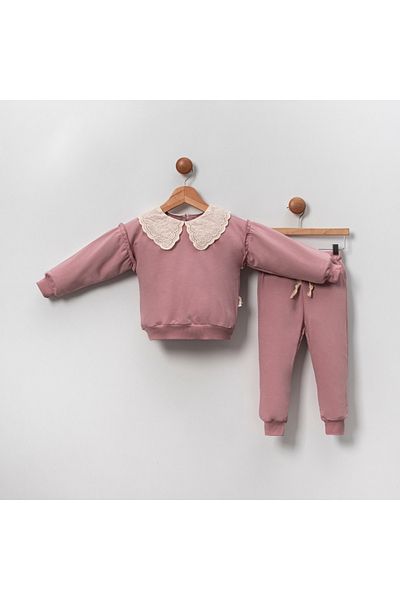 tinytrends Unisex Baby&Child 100% Cotton Embroidered Collar Ruffle Sleeve Bottom Top Baby Set