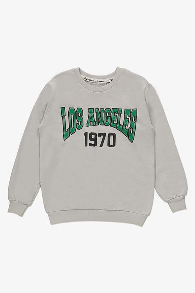 Mnk Baby&Kids Φούτερ για αγόρια - Los Angeles Print, 2 κλωστών, γκρι MNK14207