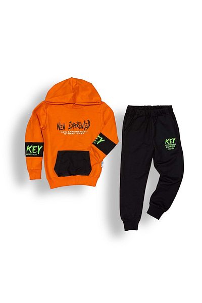 Mnk Baby&Kids Boy's Tracksuit Set - Hooded, 2 Thread, Orange Mnk0451