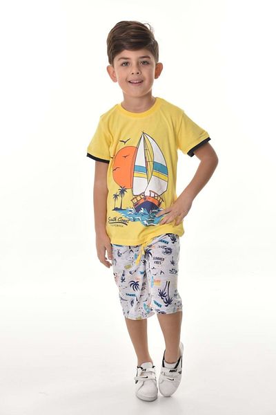 Mnk Baby&Kids Boy's Shorts Set - Sailboat, Yellow Mnk0495