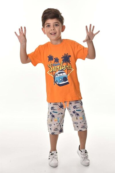 Mnk Baby&Kids Costum pentru băiat cu pantaloni scurți Florida MNK0494 PORTOCAL