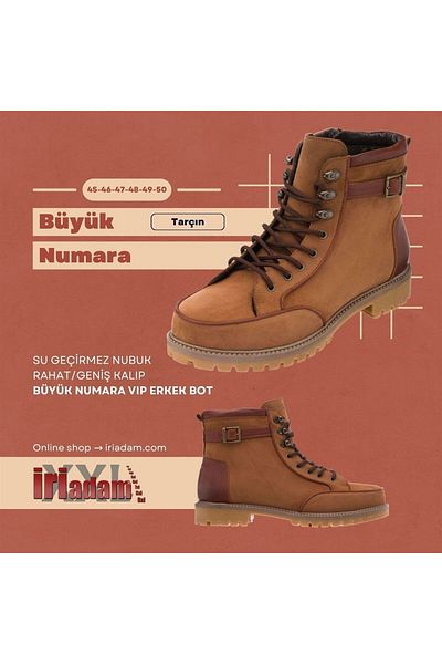 İriadam 45 46 47 48 49 Numbers Kz4103 Cinnamon Waterproof Nubuck Special Series Large Size Vip BootsComfortable Gen