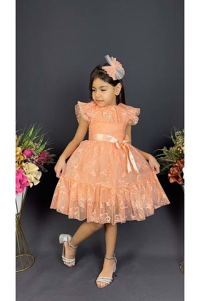 Mnk Baby&Kids Rochie de vara pentru fetita din dantela Mnk0524 somon
