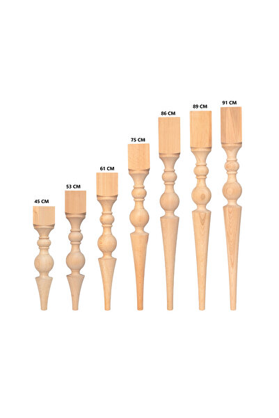gökçe aksesuar 61 CM YÜKSEKLİK 9,2 CM ÇAP MG-015-24 AHŞAP TORNA AYAK 4 LÜ SET