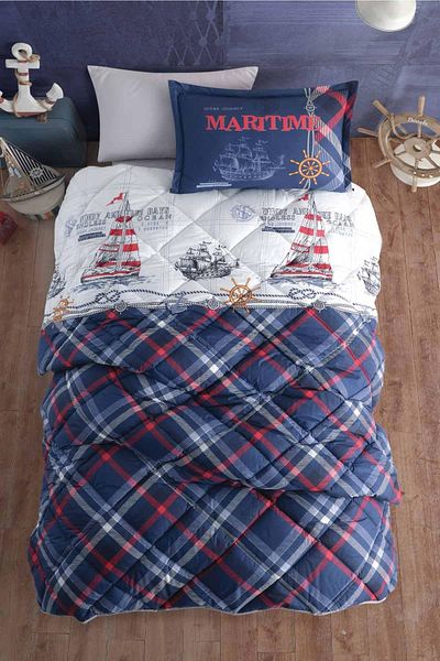 Clasy Single Blue Quilt: Ranforce Maritime Children's Quilt