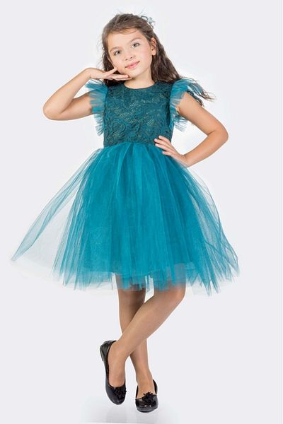 Mnk Baby&Kids Rochie de Seara Fata Tutu Dantela Roza MNK0546 ALBASTRU