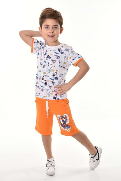 Mnk Baby&Kids Hawaiian Surf Boy Shorts Set Mnk0492 Orange