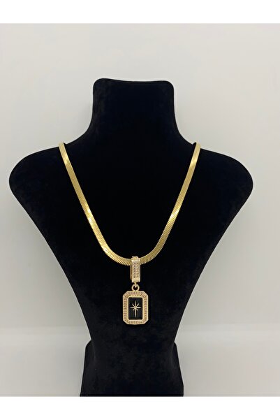 staınless steel Çelik Dikdörtgen Kuzey Yıldızı İtalyan  Kolye