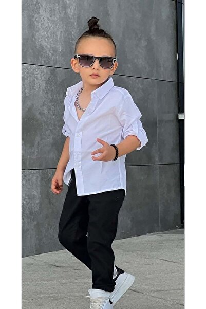 Mnk Baby&Kids Cămașă stil Pantaloni din gabardină Costum băiat MNK0422 NEGRU