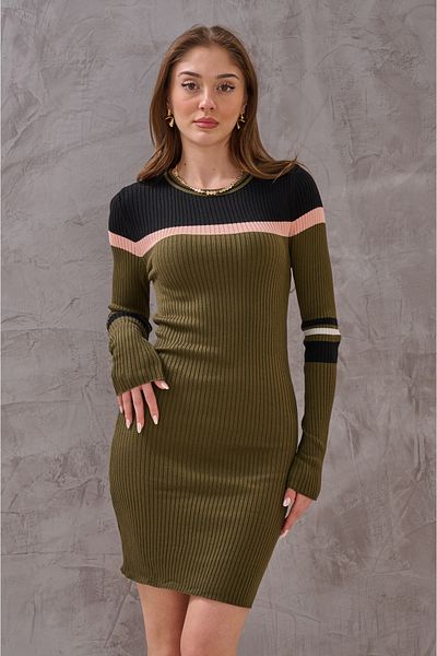 SHUGAA Rochie de damă, elegantă, în dungi, elegantă, la tendință, cu nervuri