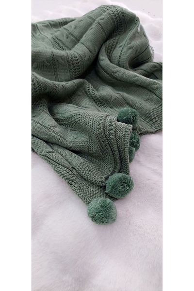BALADI HOME COPIE - Tricotaj cu pompon Pătură TV-genunchi 130 X 170 Cm Poate fi folosită pentru șal și canapea