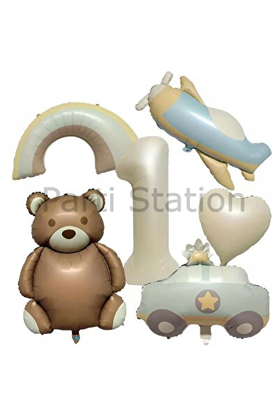 Parti Station طائرة ريترو تيدي بير، سيارة شرطة، مفهوم قوس قزح، مجموعة بالونات...