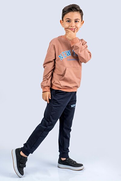 Mnk Baby&Kids Νέα Υόρκη με τύπωμα Σετ αθλητικής φόρμας MNKDM1001-NY ΚΑΦΕ