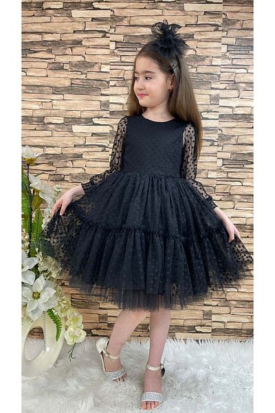 Mnk Black Lace Buckle Girl's Dress - 0306 Princess Katkat