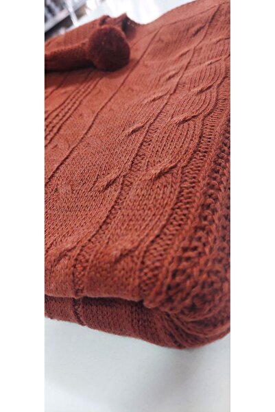 BALADI HOME Copy - Pompom Knitwear Tv-Knee Blanket 130 X 170 cm You Can Use for Shawl and Sofa