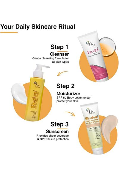 FixDerma Shadow Tinted Sunscreen SPF 50+ PA+++|Broad Spectrum Sunscreen for UV-A & B Protection 30gm