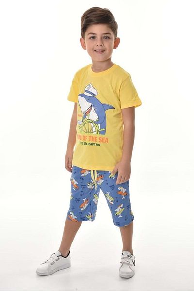 Mnk Baby&Kids Captain Shark Boy Shorts Set Mnk0493 Yellow