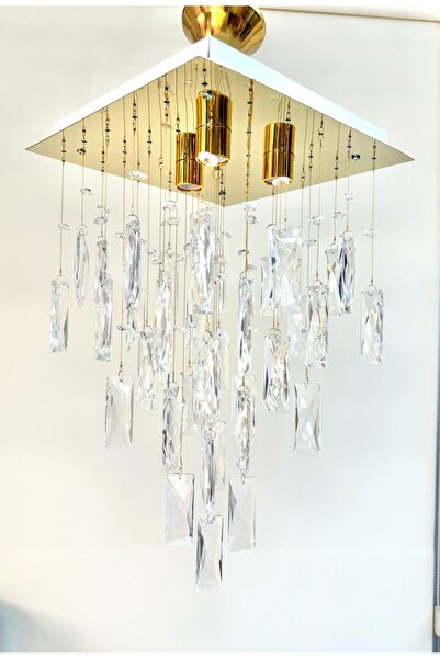 öalpa 30’luk Kristal Taşlı Sarı(Gold)Renkli Avize