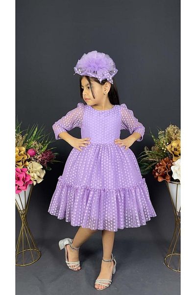 Mnk Lilac Lace Buckle Girl's Dress - MNK0306