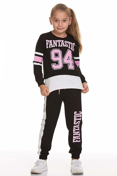 Mnk Baby&Kids Μαύρο Σετ Φούτερ για Κορίτσια - Fantastic Printed Mnk0518