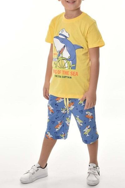 Mnk Baby&Kids Captain Shark Boy Shorts Set Mnk0493 Yellow