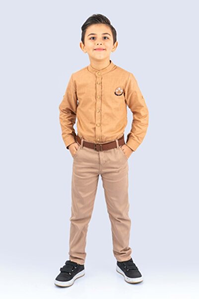 Mnk Baby&Kids Суддя Яка Хлопчачий костюм MNK0489 КОРИЧНЕВИЙ