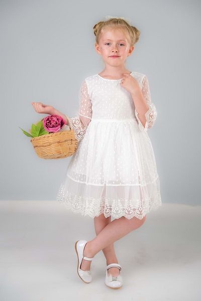 Mnk White Dream Luxury Lace Girl's Dress - 0327