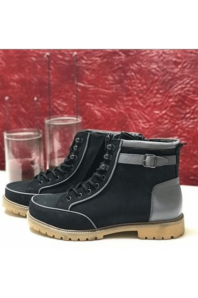 İriadam Kz4103 Black Waterproof Nubuck Vip Boots - Comfortable Geni, Large Size