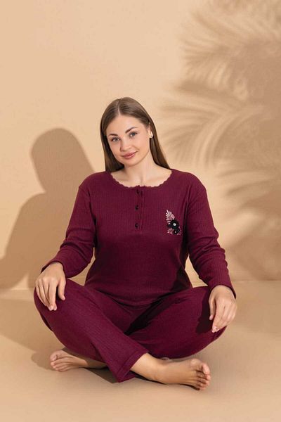 LİLA İÇ GİYİM Set de pijamale de iarnă pentru femei de mărime mare
