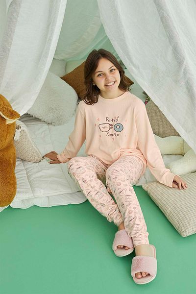 Hermevsim Aydoğan Kız Garson - Peach Color Belur Θερμικό Σετ Πιτζάμες 0889